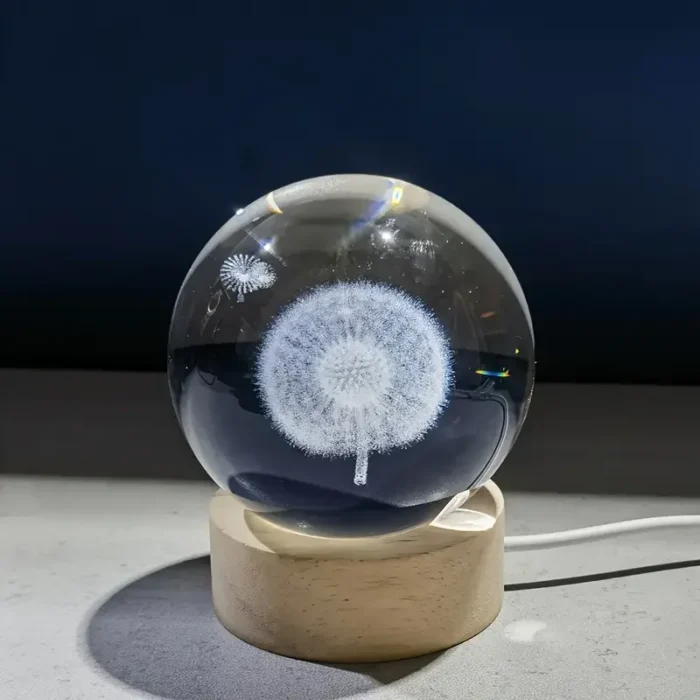 Veilleuse boule cristal pissenlit 3D 6