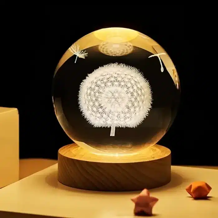 Veilleuse boule cristal pissenlit 3D 4