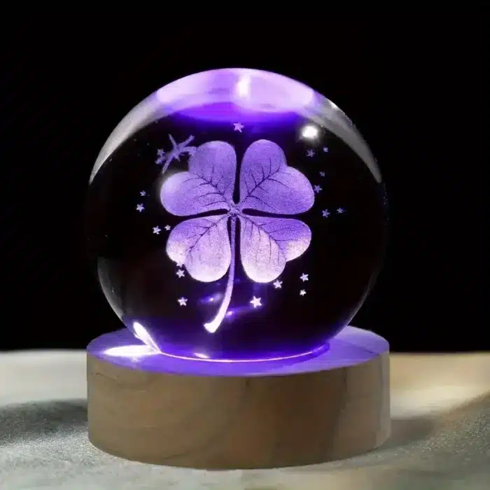 Boule cristal trèfle à quatre feuilles 3D 5