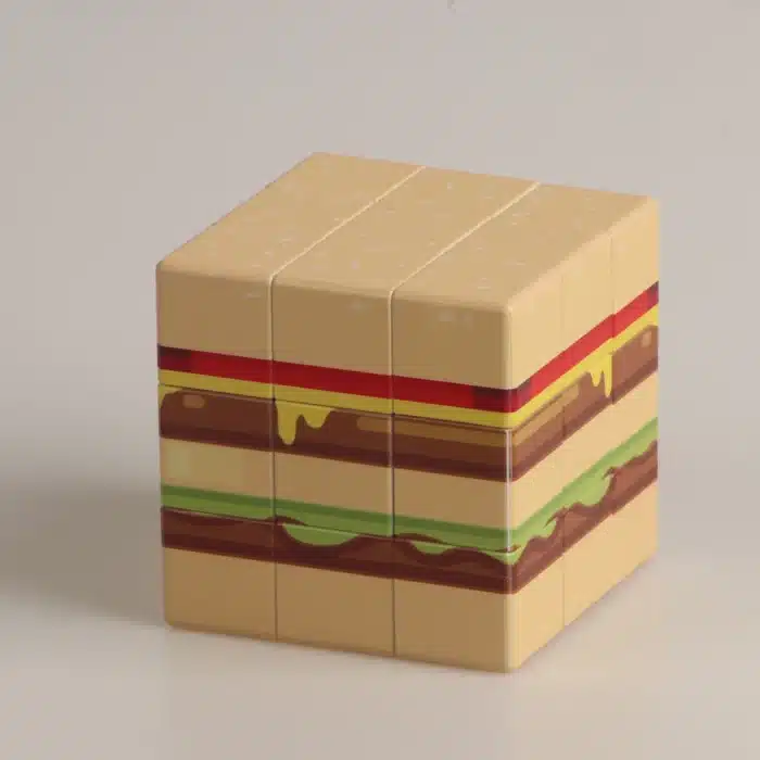Magic Cube 3D UV Graffiti Hamburger, Puzzle Professionnel, Jeu de Vitesse Lisse, Cadeaux Jouets pour Enfants, Instituts Soulignés Amusants, 3x3x3 1