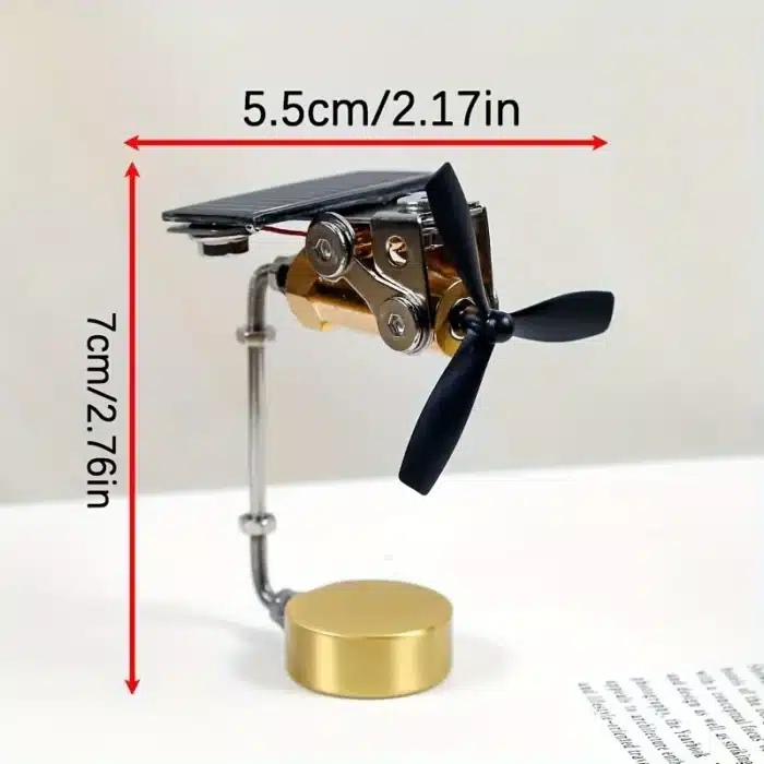 Ornement de moulin à vent en cuivre avec panneau solaire, jouet de Puzzle scientifique éducatif, démonstration à vent, décoration de maison et de voiture, haute qualité 2