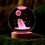 Boule de cristal de lune de lapin sculpté en 3D, base en bois, anniversaire, saint-valentin, fête des mères, décoration de maison et de bureau, 1 pièce 4