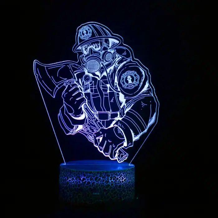Nighdn acrylique veilleuse pompier 3D Illusion lampe avec 7 couleurs changeantes hommes garçons chambre décoration cadeaux pour pompier 2