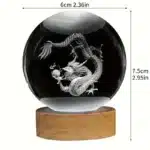 Boule de cristal dragon chinois sculptée en 3D, avec cadre en bois, décoration de bureau à domicile, anniversaire, fête des mères, cadeaux du nouvel an, 1 pièce 3