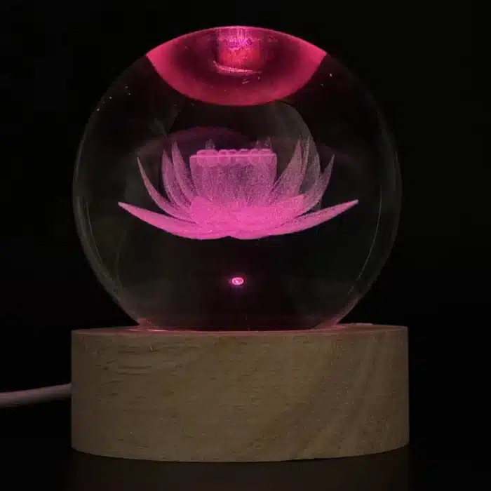 1pc 3D Lotus boule de cristal couleur gravure laser veilleuse, cadeaux de vacances, pour amis, collègues, femme, parents, noël, V 5
