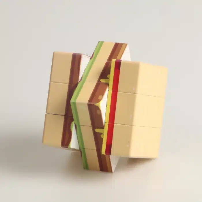 Magic Cube 3D UV Graffiti Hamburger, Puzzle Professionnel, Jeu de Vitesse Lisse, Cadeaux Jouets pour Enfants, Instituts Soulignés Amusants, 3x3x3 5