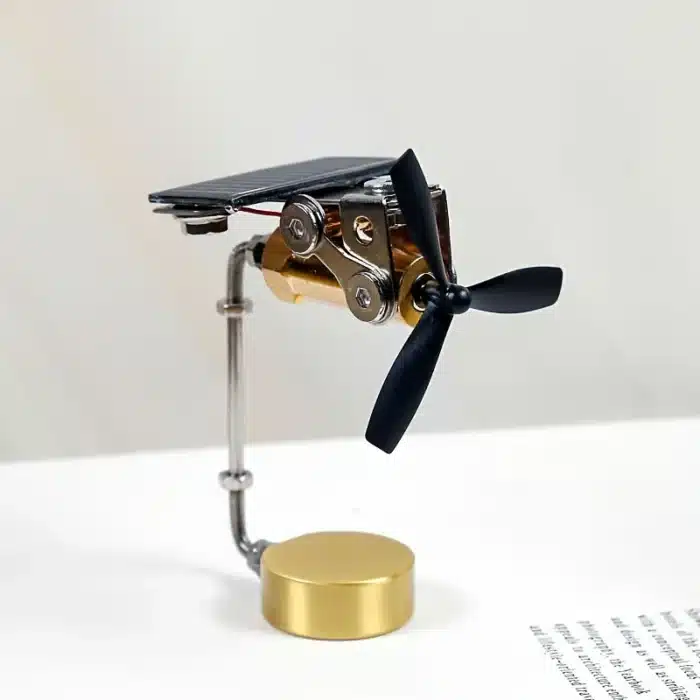 Ornement de moulin à vent en cuivre avec panneau solaire, jouet de Puzzle scientifique éducatif, démonstration à vent, décoration de maison et de voiture, haute qualité 1
