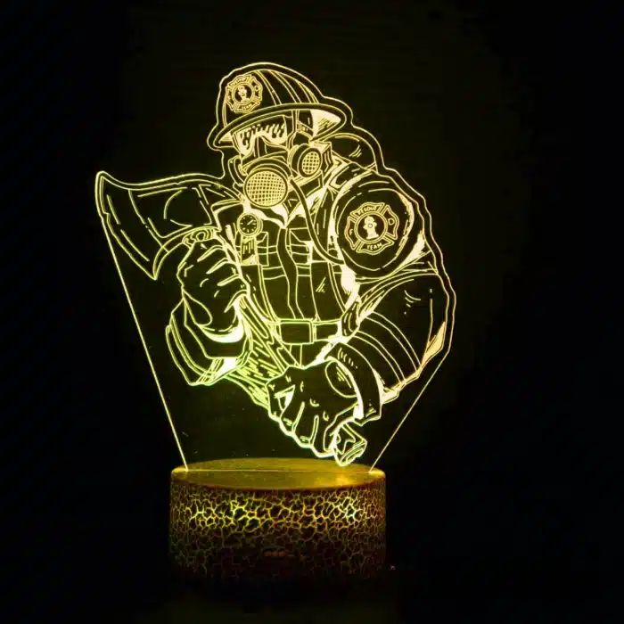 Nighdn acrylique veilleuse pompier 3D Illusion lampe avec 7 couleurs changeantes hommes garçons chambre décoration cadeaux pour pompier 4