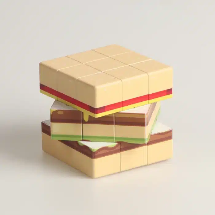 Magic Cube 3D UV Graffiti Hamburger, Puzzle Professionnel, Jeu de Vitesse Lisse, Cadeaux Jouets pour Enfants, Instituts Soulignés Amusants, 3x3x3 3