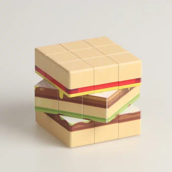 Magic Cube 3D UV Graffiti Hamburger, Puzzle Professionnel, Jeu de Vitesse Lisse, Cadeaux Jouets pour Enfants, Instituts Soulignés Amusants, 3x3x3 2
