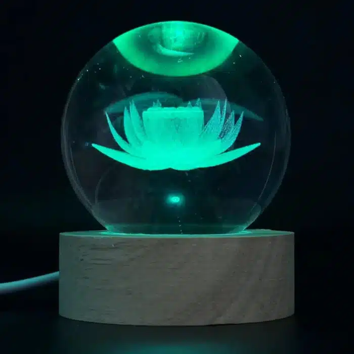 1pc 3D Lotus boule de cristal couleur gravure laser veilleuse, cadeaux de vacances, pour amis, collègues, femme, parents, noël, V 3