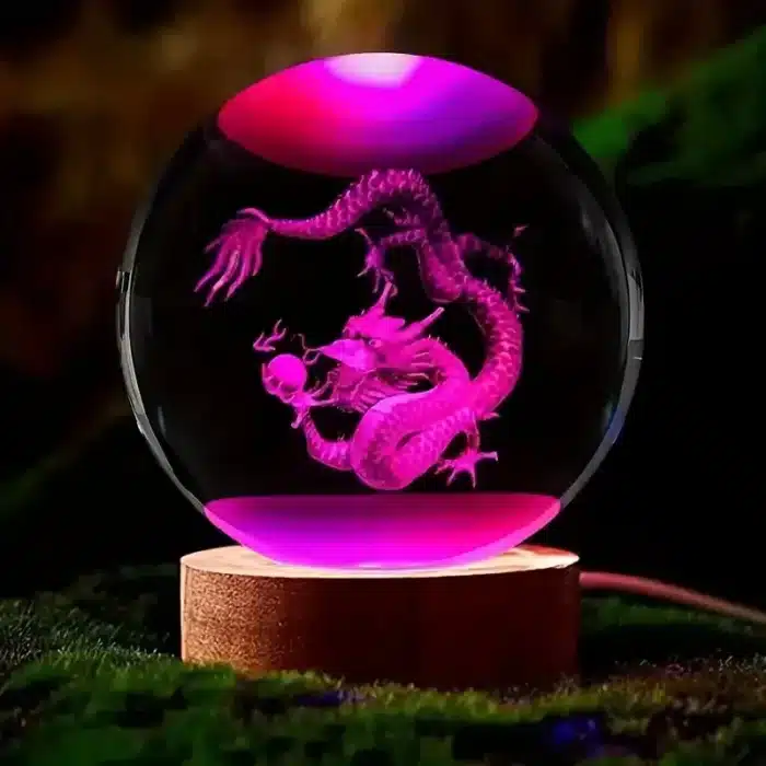 Boule de cristal dragon chinois sculptée en 3D, avec cadre en bois, décoration de bureau à domicile, anniversaire, fête des mères, cadeaux du nouvel an, 1 pièce 5