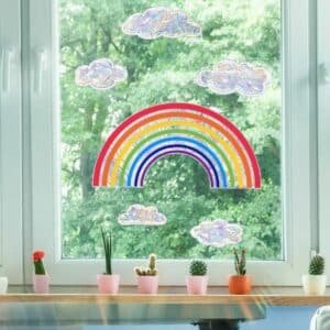 Autocollant fenetre arc en ciel